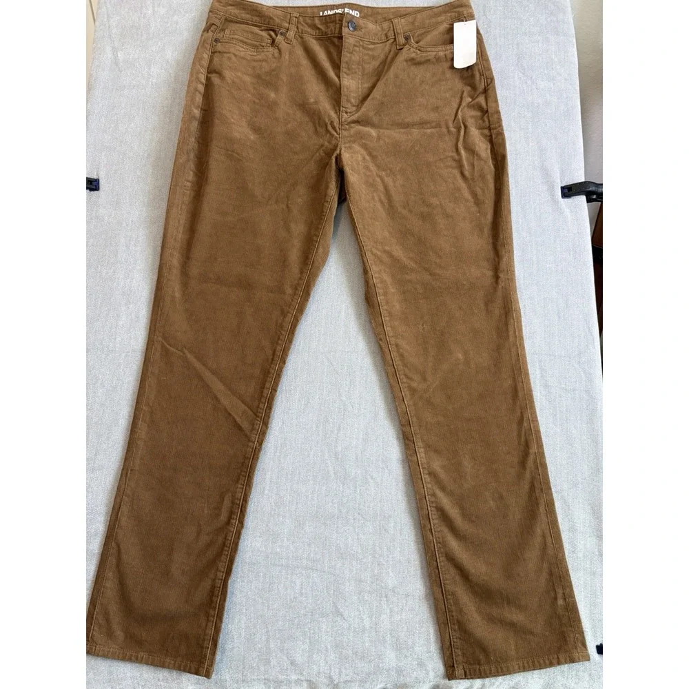 Lands' End Women's Traditional Fit 5 Pocket NWT Corduroy Pants Gold  Size 16